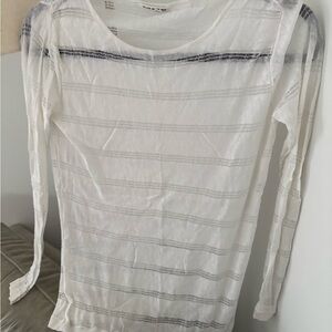 Club Monaco White Sheer Fitted Sweater